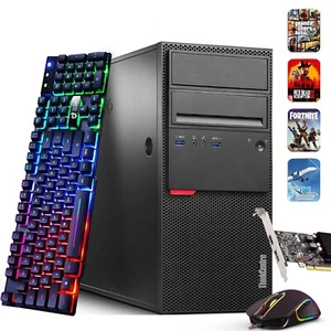 Lenovo Tower Gaming PC Intel i5-6th 16GB 256GB SSD 1TB NVIDIA GT 1030 Windows 11 - Picture 1 of 7