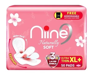 NIINE Naturally Soft Ultra Thin XL+ Sanitary Napkins for Heavy Flow (Pack of 1) - Picture 1 of 1