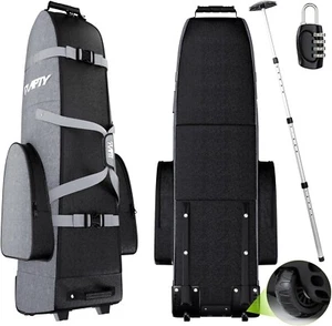 Hard Case Golf Club Travel Bag with Wheels Luggage Lock Airline Waterproof Gray - Picture 1 of 7
