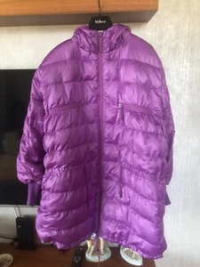 Sonia Rykiel Karma & Soul Lilac Nylon Down Puffer Hooded Coat OS New FREE US S/H - Picture 1 of 13