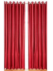 Polyester Door Curtain Royal Silky Grommet Eyelet Window Curtains Maroon 2 Piece - Picture 1 of 4