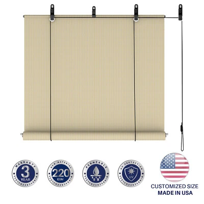 Cortina enrollable beige enrollable para patio porche pérgola balcón patio exterior Foto 1 de 4