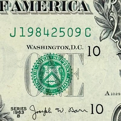 1984 25th of September Birthday Dollar 1963 Barr Note Dollar Fancy Serial Number - Image 1 of 3