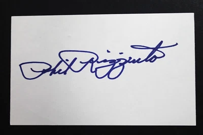 Phil Rizzuto (d.2007) Yankees Scooter Signed 3x5 Card Authentic Autograph JSA - Image 1 of 3