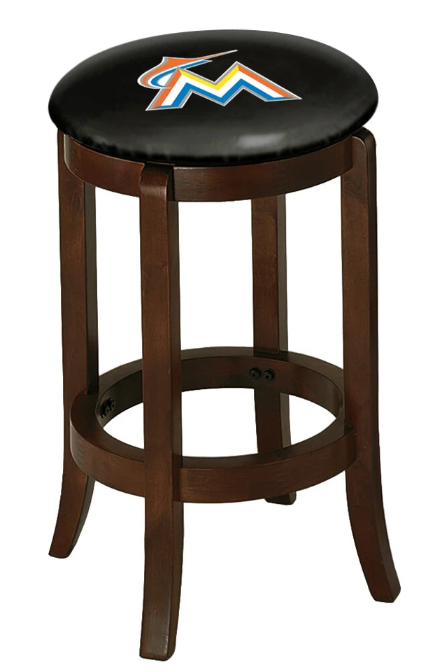 Bar Stool Wood Espresso Finish 29" Tall with MLB Team Logo Decal Swivel Seat   - Image 1 of 1