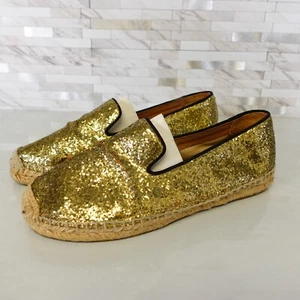 MARC JACOBS Womens Shoes 37 Flat Loafer Gold 6 Metallic Glitter Sparkle Y2K Glam - Picture 1 of 15