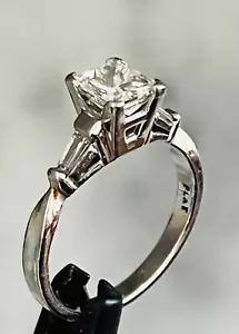 Diamond Engagement / Bridal set in Platinum with Princess Cut Center - Picture 1 of 7