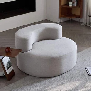 Spencer Single Seater Curved Compression Chair - Shell Grey Teddy Velvet - Picture 1 of 9