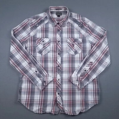 Camisa de hombre Helix XL atlética bordada con botones manga larga naranja a cuadros Foto 1 de 4