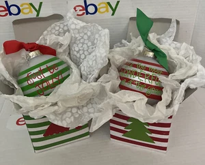 coton colors by Laura Johnson lot of 2 striped Christmas ornaments - Picture 1 of 4