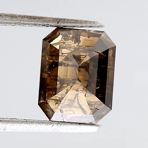 3.18ctw emerald cut diamond brown color step cut diamond natural loose diamond - Picture 1 of 10