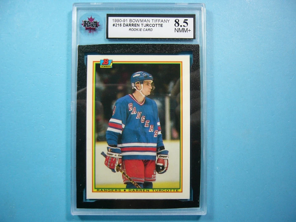 1990/91 BOWMAN TIFFANY NHL HOCKEY CARD #216 DARREN TURCOTTE ROOKIE KSA 8.5 NMMT+ - Image 1 of 2