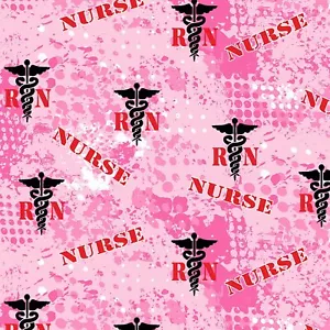 Sykel Enterprise Nurse Abstract Geo Pink Cotton Fabric by the Yard - Picture 1 of 1