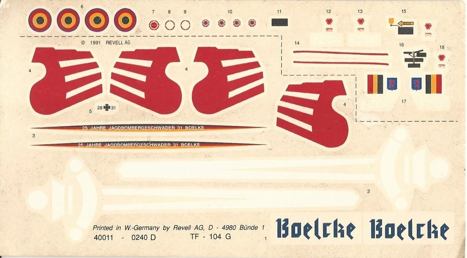 LOCKHEED TF-104G STARFIGHTER " BOELKE " 1/72 DECALS DA KIT MATCHBOX 179x98mm - Immagine 1 di 1