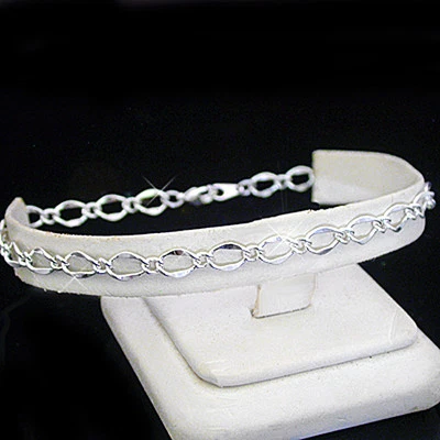 Damas 5mm FANCY OPEN CURB Link PLATEADO EP Cadena Pie Tobillera ~ 9" ~ NUEVO Foto 1 de 4