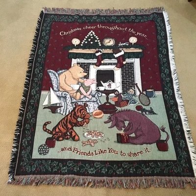 Disney Classic Pooh Christmas  Goodwin Weaver Tapestry Blanket Throw NWOT 60x46 - Image 1 of 4
