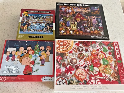 Lote De 4 Rompecabezas Vacaciones 1000 Piezas - Charlie Brown, Navidad, Halloween Foto 1 de 4