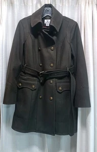 Worthington Damen Gr. M Militärgrün Knielang Wolle Gürtel Peacoat  - Bild 1 von 8
