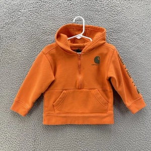 Carhartt Hoodie Kleinkind Junge 2T orange Sweatshirt Pullover Tasche Kapuze Half Zip - Bild 1 von 9