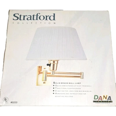 Dana Lighting Stratford Solid Brass Wall Lamp Swing Arm W/ Shade Hardwired NEW - Image 1 of 4