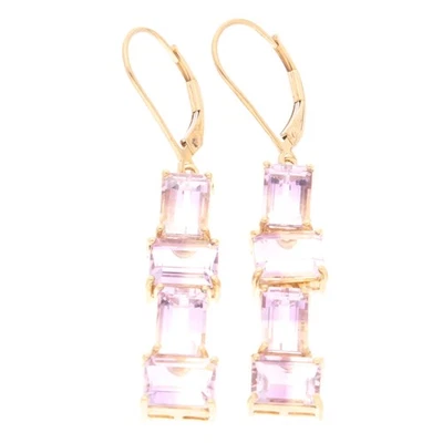 9Carat Yellow Gold Ametrine Drop/ Dangle Earrings (7.5x45.5mm) — 第 1/4 张图片