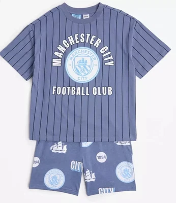 MANCHESTER CITY FOOTBALL CLUB - Pijama de verano a rayas pjs - PUBLICACIÓN RASTREADA GRATUITA Foto 1 de 4