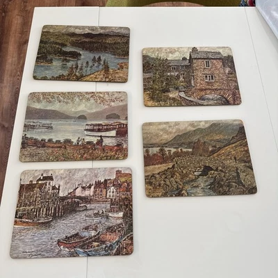 Rare!! Alex Jawdokimov Lithograph Vintage Cork Backed Place Mats (5) MCM Great!! - Image 1 of 4