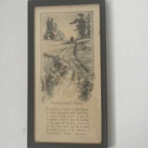 Vintage gerahmtes 6" x 11" "Freundschaftsstraße" Gedicht - Bild 1 von 6