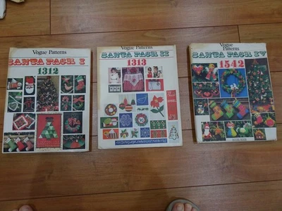 Vintage Vogue Patterns Santa Pack holiday ornaments Christmas Uncut UPICK - Image 1 of 4