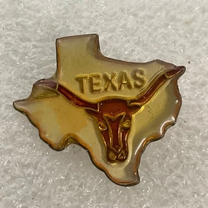 Vintage Texas State Longhorn Enamel Pin 1in Gold Tone Souvenir Lapel Badge - Picture 1 of 6