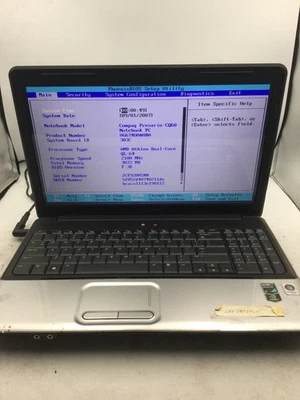 HP COMPAQ PRESARIO CQ60 - BOOTS TO BIOS - AMD ATHLON - 2GB RAM -15"-READ- BB - Image 1 of 4