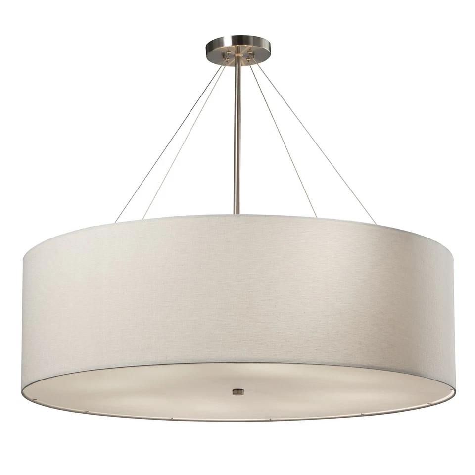 Justice Design Group Textile 8 Light 36" Wide Drum Chandelier FAB-9594-WHTE-NCKL - Image 1 of 1
