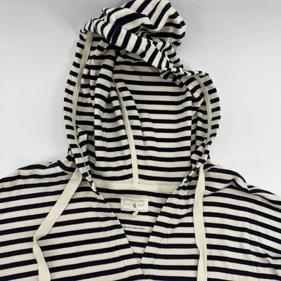 Lou & Grey For LOFT Size Med Navy And White Striped Pullover Hoodie Soft Comfy - Image 1 of 4