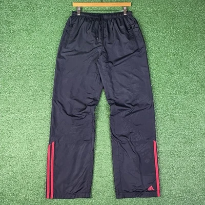 Vintage 2004 Adidas Fleece Lined Black Red Windbreaker Track Pants Men's Medium - Image 1 of 4