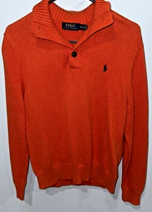 Polo Ralph Lauren Half Button Shawl Collar Sweater M | Burnt Orange Knit 🧶🔥 - Picture 1 of 10