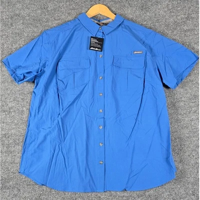 Camisa guía Eddie Bauer para mujer 1X azul manga corta FreeDry FreeShade UPF 50 Foto 1 de 4
