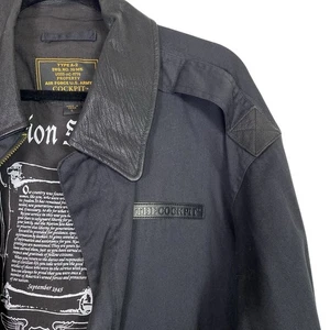 Abrigo Cockpit USA Para Hombres Grande Tipo A-2 Aviador Negro Chaqueta Algodón Cuero Cuello - Imagen 1 de 9
