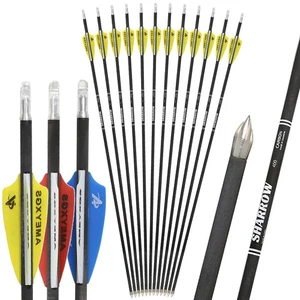 31" ID4.2mm Pure Carbon Arrows SP400-1200 Archery Compound Recurve Bow Hunting - Picture 1 of 23