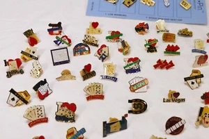 Vtg Lot of 64 Lapel Gaming - Casino, Gambling Lapel Pins - Salesman Samples NOS - Picture 1 of 9
