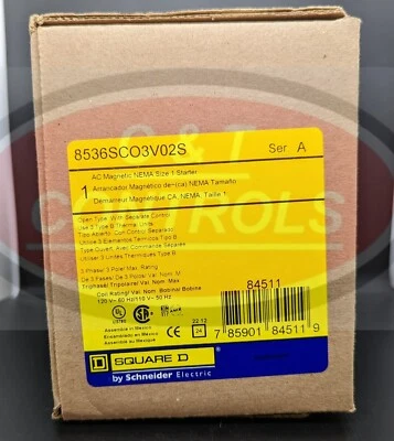 Square D 8536SCO3V02S NEMA Size 1 120V Starter Open NEW IN BOX - Image 1 of 4