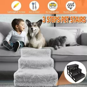 3 Steps Pet Stairs Portable Cat Dog Ladder w/ Cover Step Ramp Climb For Pup Play - Picture 1 of 12