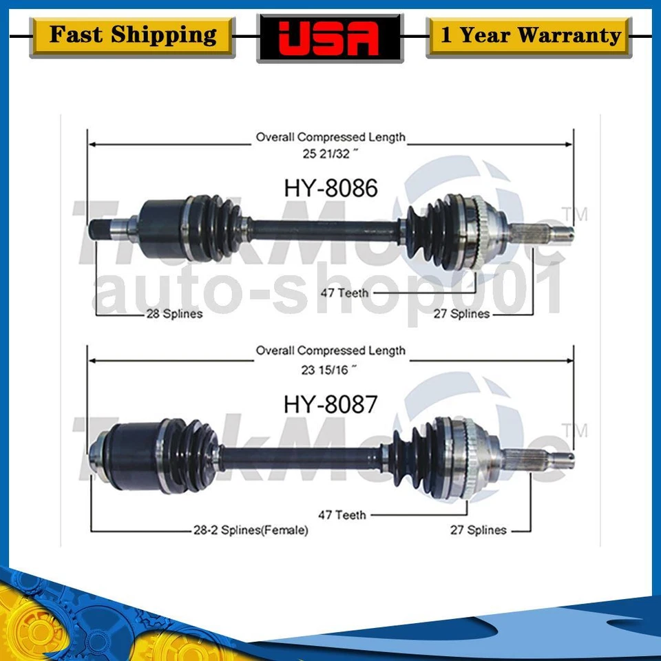 TrakMotive Front Driver Passenger Side CV Axle Joint For Hyundai XG350 2005 2004 - Image 1 of 3