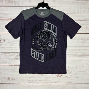 Camisa Skully Brand Para Hombres L Manga Corta Escuadrón Rebelde Soporte Libre Púrpura Mezcla Suave - Imagen 1 de 8