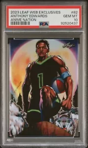 2023 Leaf Anime Nation ANB-82 Anthony Edwards 39/180 PSA 10 "Leader Of The Pack" - Picture 1 of 3