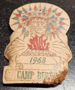 Vintage 1963 Camp Berry Leather Neckerchief Slide - Boy Scouts of America - Picture 1 of 5