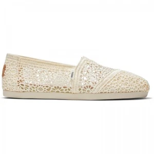 TOMS ALPARGATA Ladies Lace Canvas Slip-On Espadrilles Canvas Shoes Natural Beige