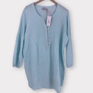 NWT Vineyard Vines Womens Large Blue Linen Button Front Cover Up Tunic $148 - Picture 1 of 10