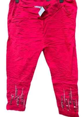 TREDY NEUE MODE ROT NIETEN STRASS Jogpants Stretch Hose Gr. 4 XXL 46 48 50 52  - Bild 1 von 4