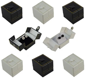 Deluxe Double Door Button Drop Earring Stud Jewellery Storage Holder Gift Box - Picture 1 of 14