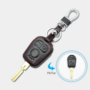 3 Button Black Remote Key Fob Bag Holder PU Leather Cover Case Fit BMW E34 E36   - Picture 1 of 12